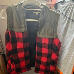 Red and Black Plaid Quilted Vest